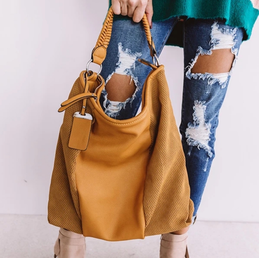 Faux Leather Tote Golden Honey